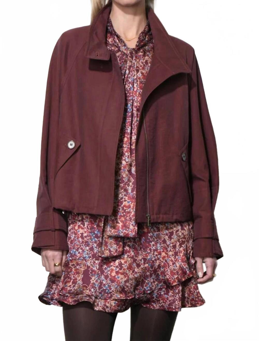 NEW GREYLIN eden funnel collar oversized jacket in brick